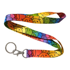Smiley Gesicht Regenbogen Schlüsselanhänger Lanyard