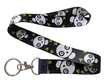 Joli tour de cou porte-clés noir panda