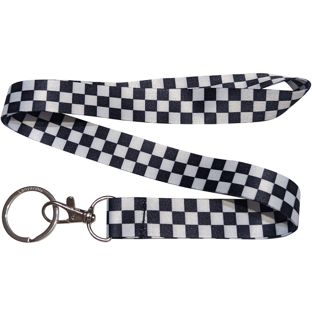Checkerboard Black White Pattern Keychain Lanyard - Etsy
