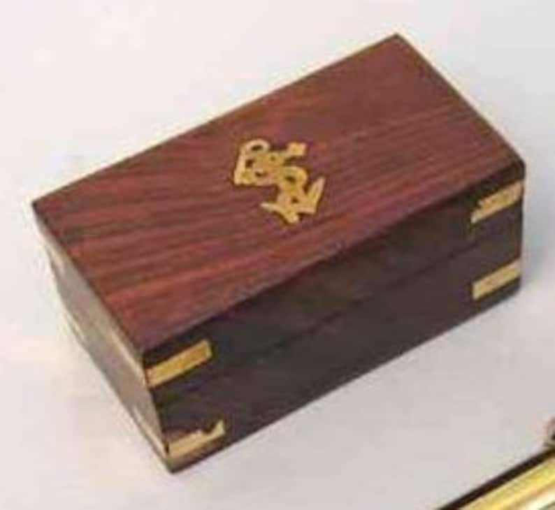 Small Brass Telescope with Pullout Wooden Box Nautical Decor Maritime New