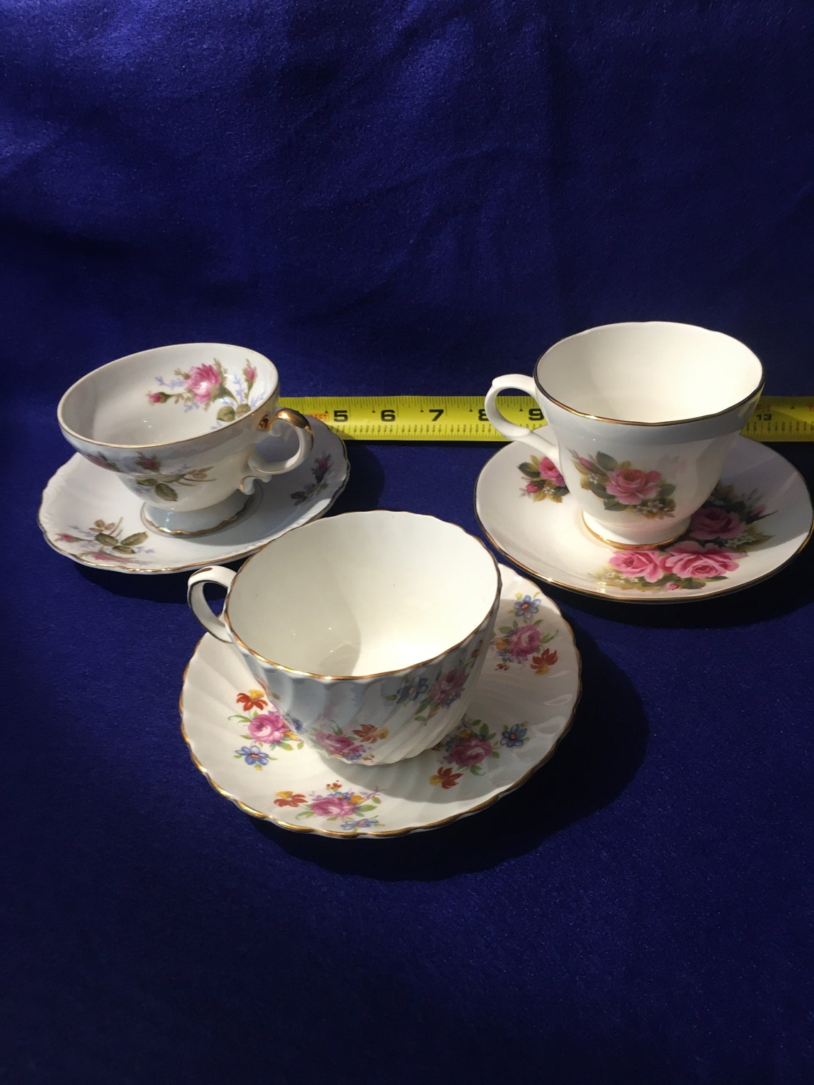 Tea Cup and Saucers Set of 3 Etsy