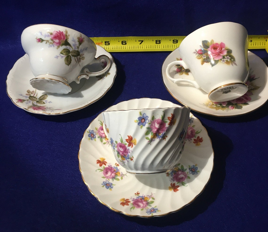 Tea cup and saucers set of 3 Etsy