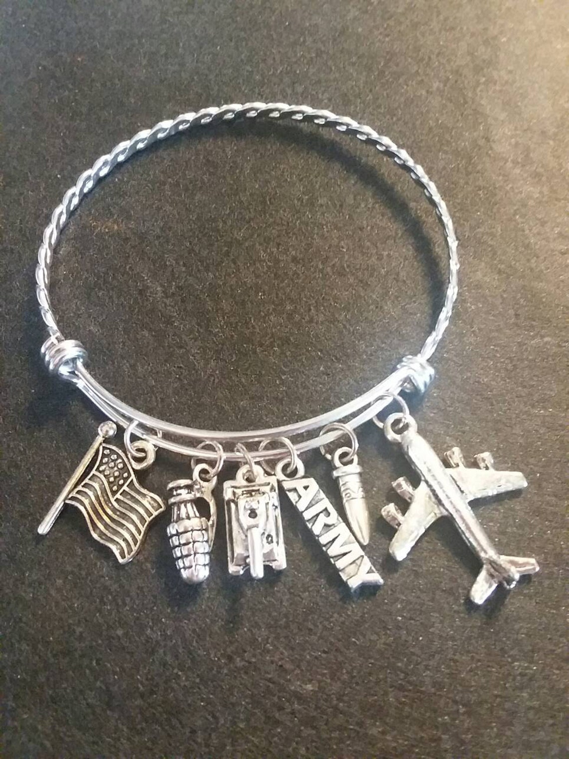 Army Military Bangle Bracelet with Charms Bangle Bracelet Etsy