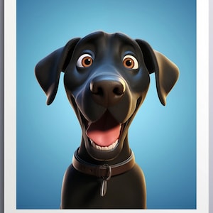 Labrador Retriever, Black Lab Digital Download Wall Art, Cartoon style, Dog Art, Digital Poster Download, Animation, kid puppy poster, kids