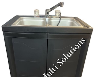 Portable Double Compartment Sink Self Contained Hot & Cold Water 110V