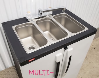 Portable NSF sink mobile Self contained Hot Water concession three 3 COMPARTMENT