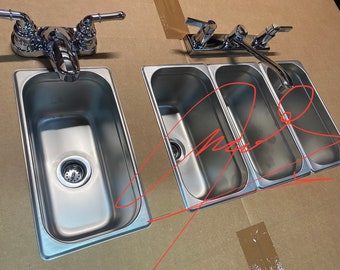 Standard Small 3-Compartment Portable Sink Set - Perfect For Concessions, Food Trucks, & Events 11 thumbnail image