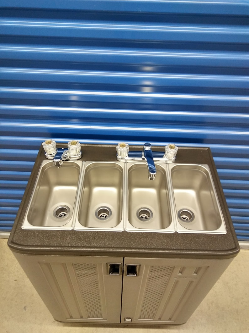 Portable 4-Compartment Concession Sink - Silver Commercial Food Service Sink