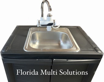 Portable Sink w/ Tankless Faucet, Instant Warm and Cold Water 110V