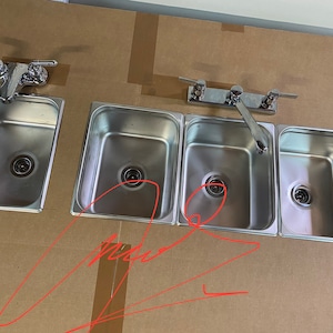 4 Large Compartment Concession Sinks, 3 Dish & 1 Hand Washing Sink