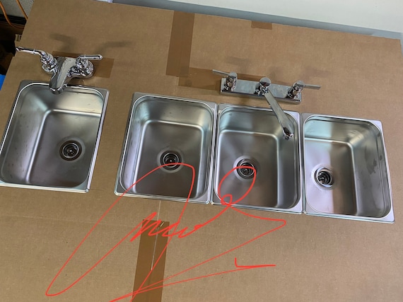 Hand Sink Faucets & Extras Large 3 Compartment  Portable Concession Sink 