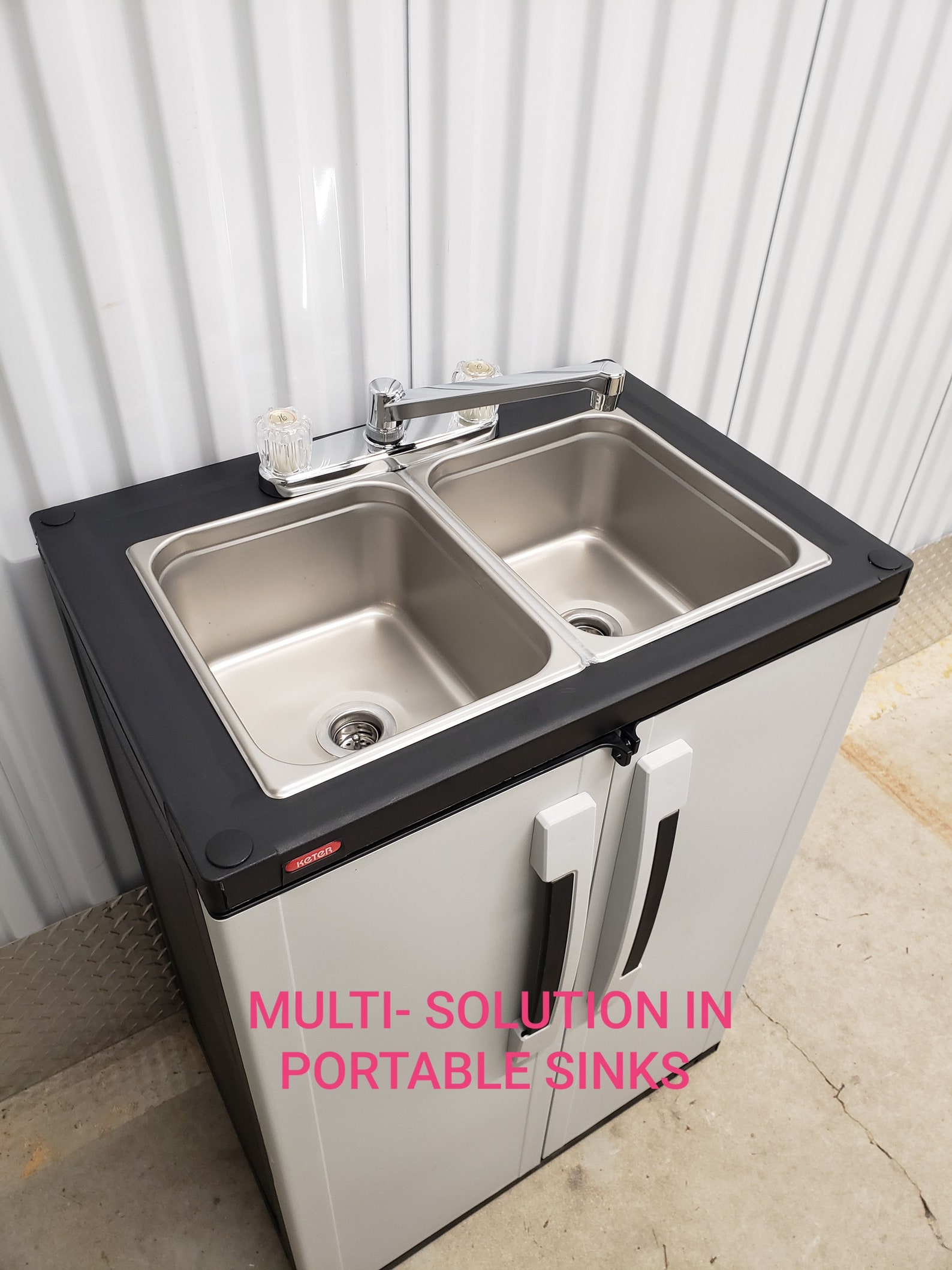 Portable DOUBLE sink mobile Self contained Hot and cold Water Etsy