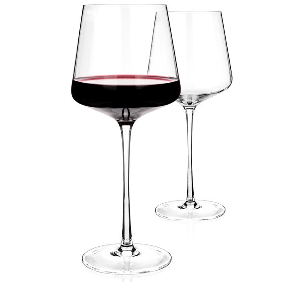 Viski Burgundy Set of 2 Crystal Glasses