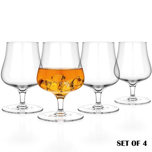 Brandy Bourbon Whiskey Crystal Glasses Snifter Set of 4 Etsy
