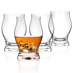 Bourbon Whisky Crystal Tasting Glasses Snifter - Handcrafted - 100% Lead-Free Crystal Glass - Great for Spirits Drinks - 8.5oz