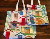 Beach Hut Tote Bag FULLY LINED, Best Mother's Day Gift, for Boater, for Lake House, for Best Friend Beach Lover, for Pool Lover, Summer Gift