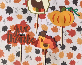Pumpkin Poptop Cake Topper Set Autumn Set Decorating Fall Pumpkin Thanksgiving