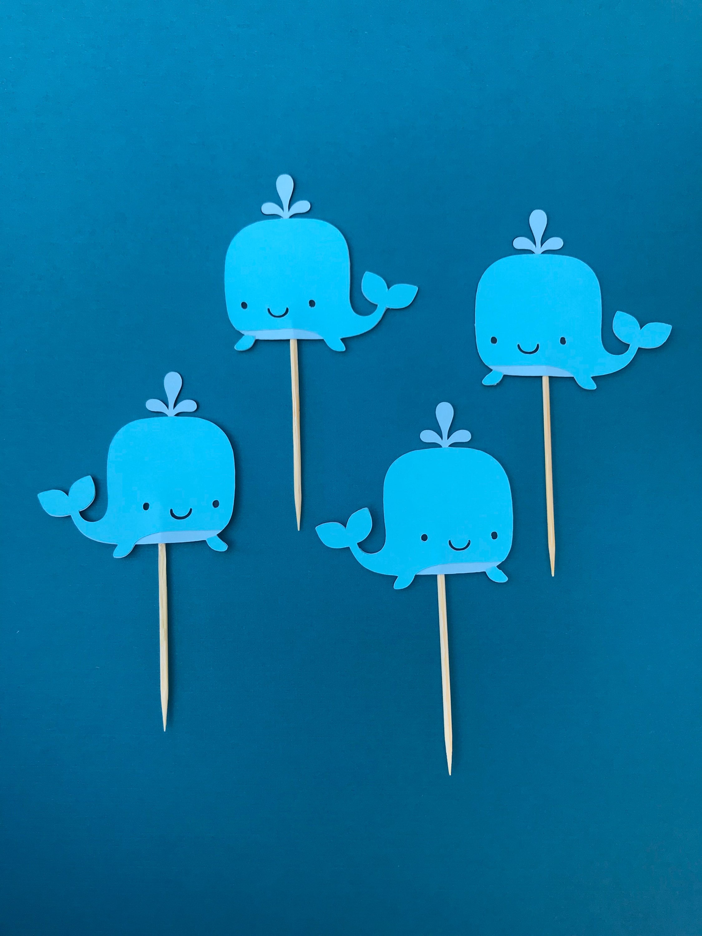 Whale Cupcake Topper Baby Shower Birthday Etsy