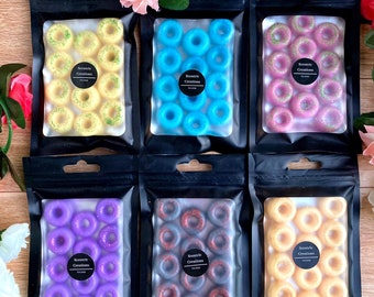 Mini Donut Soy Wax Melts | Highly Scented | Eco Friendly | Pack Of 12 | Gift | Hand Poured | 20 Hours Burn Time