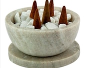 Galaxy Marble Resin Charcoal Incense Burner Censer Smudge Bowl w Coaster 4 quot -1.5
