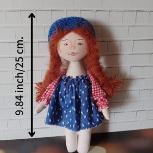 9.84 inch \ 25 cm Handmade Rag Doll, Mini Doll, Textile Pocket Doll,