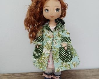 Handmade Cloth Rag Doll: Collectible Textile Art Doll (35cm)