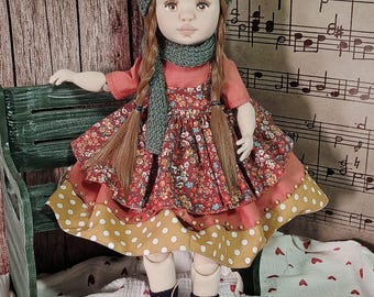 Handmade Art Doll – Collectible Poseable Textile Doll, 20 Inch
