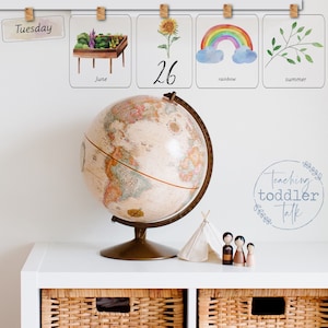 Afdrukversie Montessori-kalenderkaarten voor ochtendcirkeltijd | Waldorf eeuwigdurende kalender | Aquarelkaarten voor thuisschool of klaslokaal