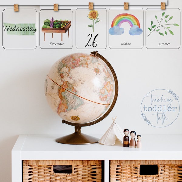 Southern Hemisphere Montessori Calendar Cards for Circle Time | Waldorf Perpetual Calendar | Watercolour Cards for Homeschool or Classroom