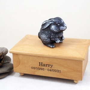 Lapin, urne pour lapin, gravure sur urne pour les cendres, urne commémorative personnalisée pour lapin, monument commémoratif pour animal de compagnie, cadeau lapin, cercueil pour urne funéraire, figurine de lapin, lapin