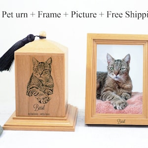 Pet Urn with frame For Dogs, Dog Urn, Cat Urn, Pet Urn, Custom Dog Urn, Keepsake Wood Box, Engraved ,Pet Urn , Engraved, Medium size