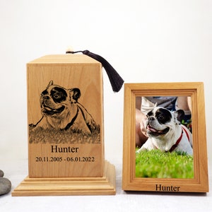 Französische Bulldogge Urne, Anpassen Französische Bulldogge, Urne mit Rahmen, Hundeurne, Benutzerdefinierte Hundeurne, Andenken Holzkiste, Große Größe