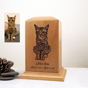 Urna para gatos, Urna para mascotas, Urna para gatos personalizada, Caja de madera para gatos de recuerdo, Memorial para mascotas, Grabado, Urna para mascotas grabada, Ceniza de gato, Urna para gatos de cremación, Urna personalizada
