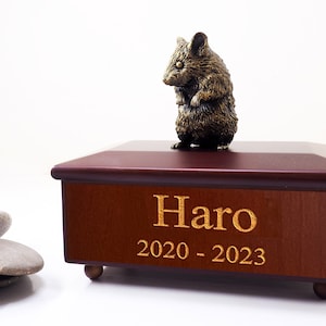 Urne pour hamster, urne personnalisée gravée sur des cendres, urne commémorative personnalisée pour hamster, cercueil d&#39;urne funéraire pour hamster, figurine de hamster