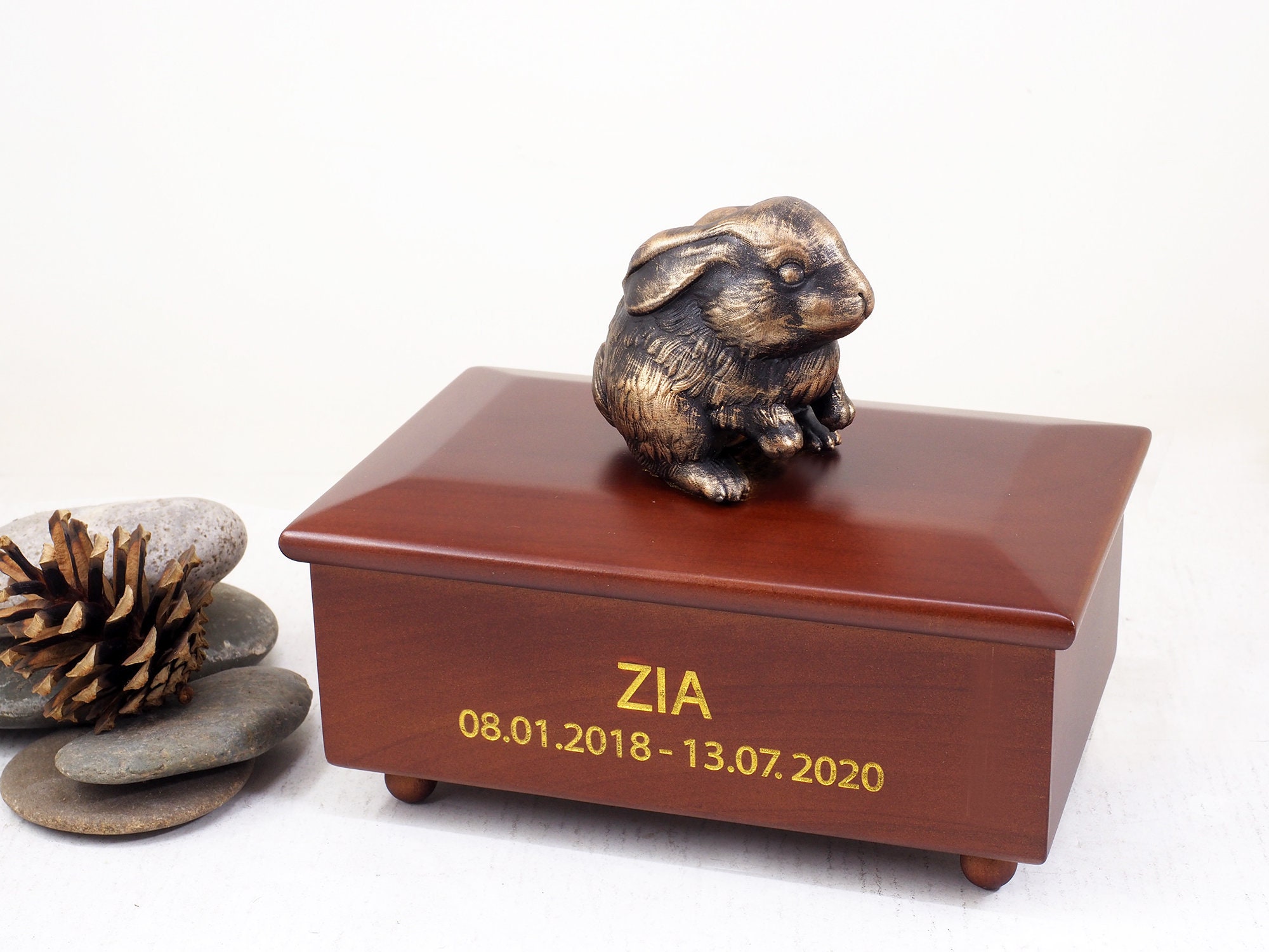 Wood rabbit Urn Ashes Urn Engraved Memorial Custom Urn for Etsy