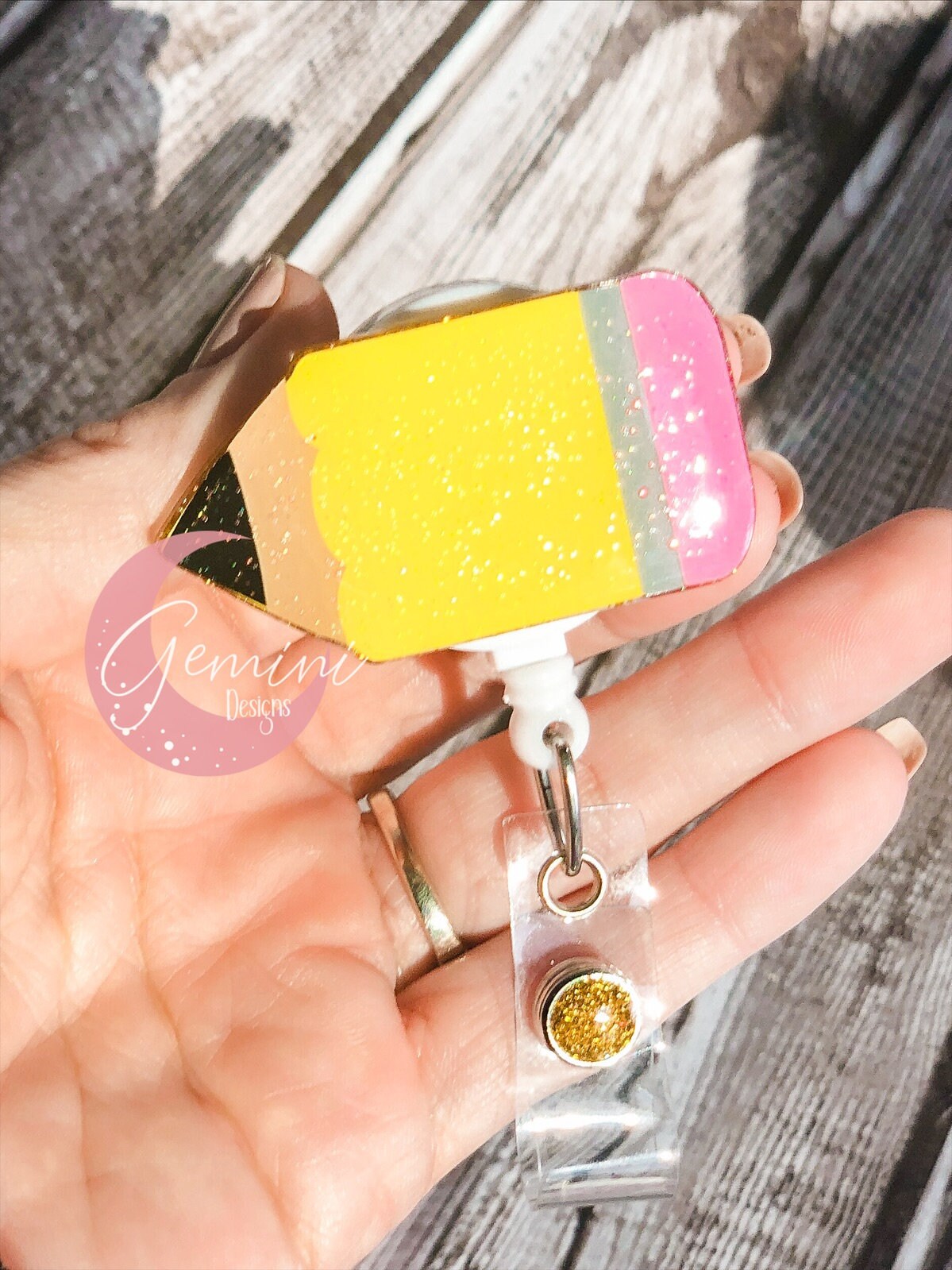 Cute Badge Reel girly Badge Reel glitter Badge Reel teacher Etsy