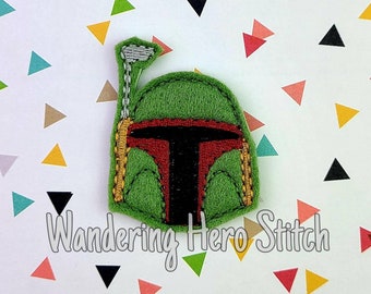 The Fett Helmet Feltie Design - Feltie Design - Digital File - Machine Embroidery Design - Embroidery File - Bounty Hunter Feltie Design