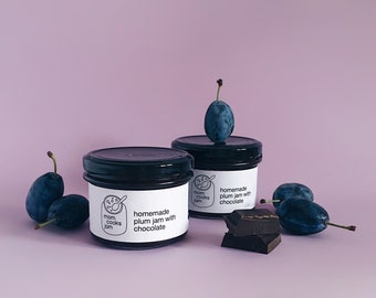 Natural handmade plum jam with chocolate, made in Ukraine with love