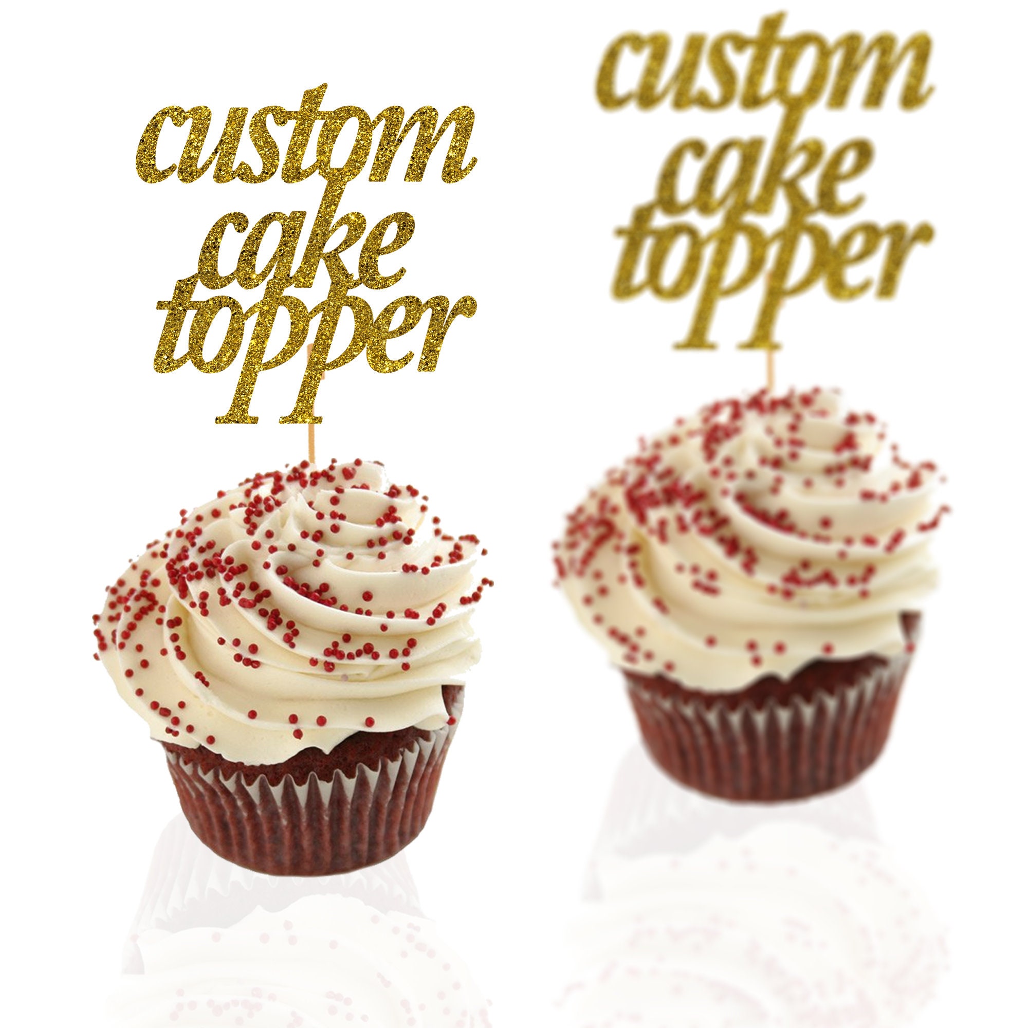 Personalized Custom Cupcake Toppers Glitter Cupcake Etsy