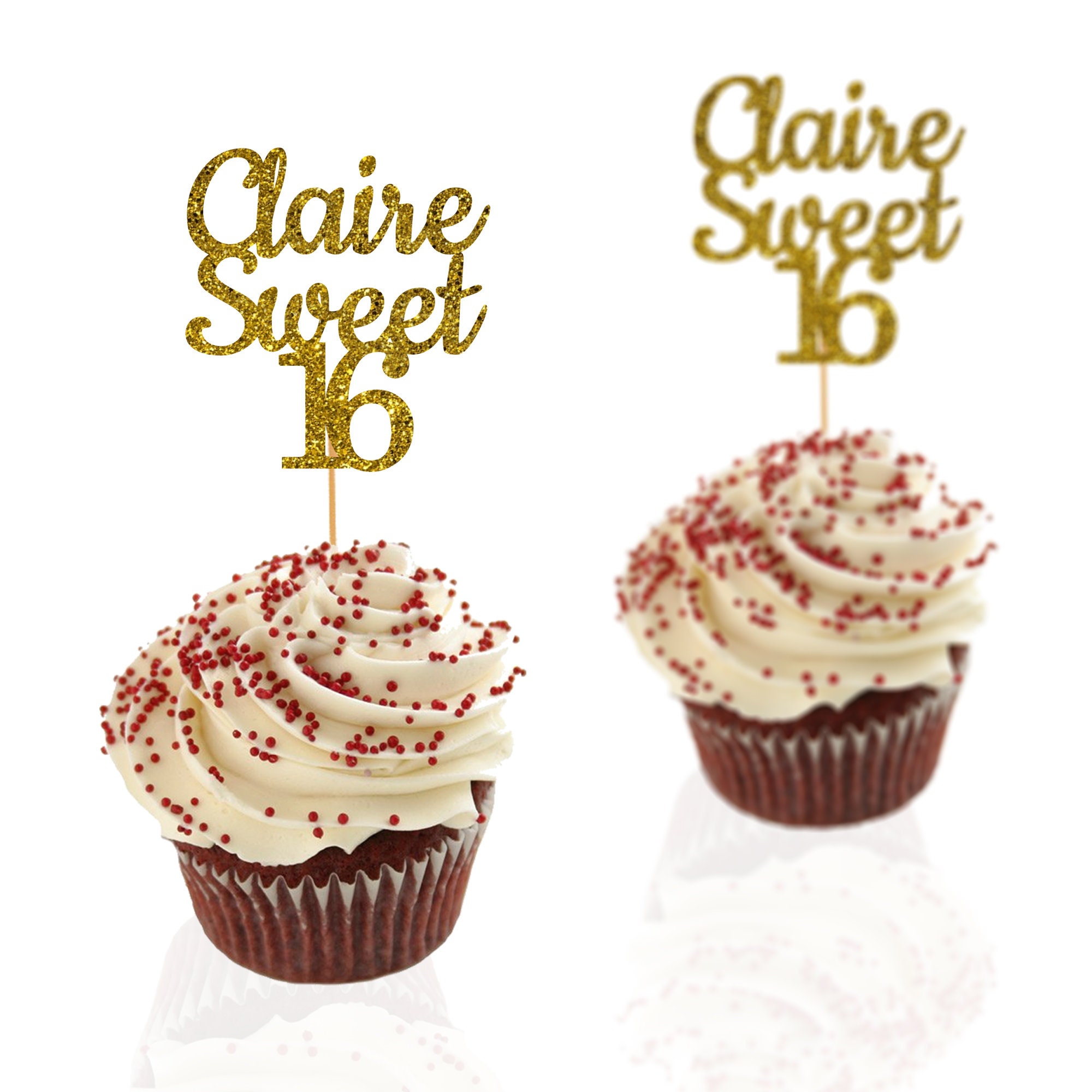 Personalize Custom Sweet Sixteen Cupcake Toppers Sweet 16 Etsy