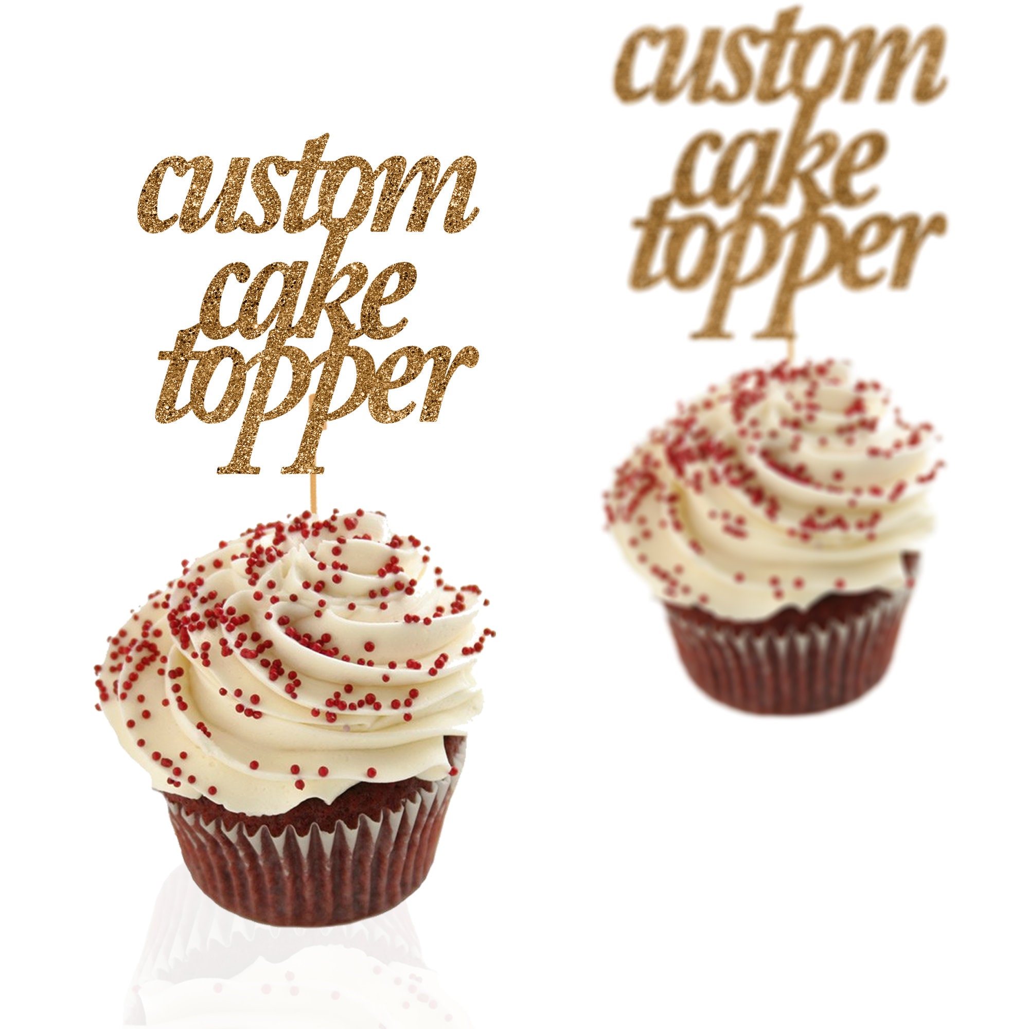 Personalized Custom Cupcake Toppers Glitter Cupcake Etsy