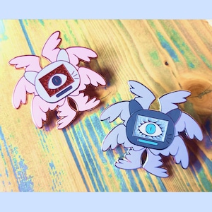 TV Cat Head Enamel Pin {(Biblically Accurate Angel)}