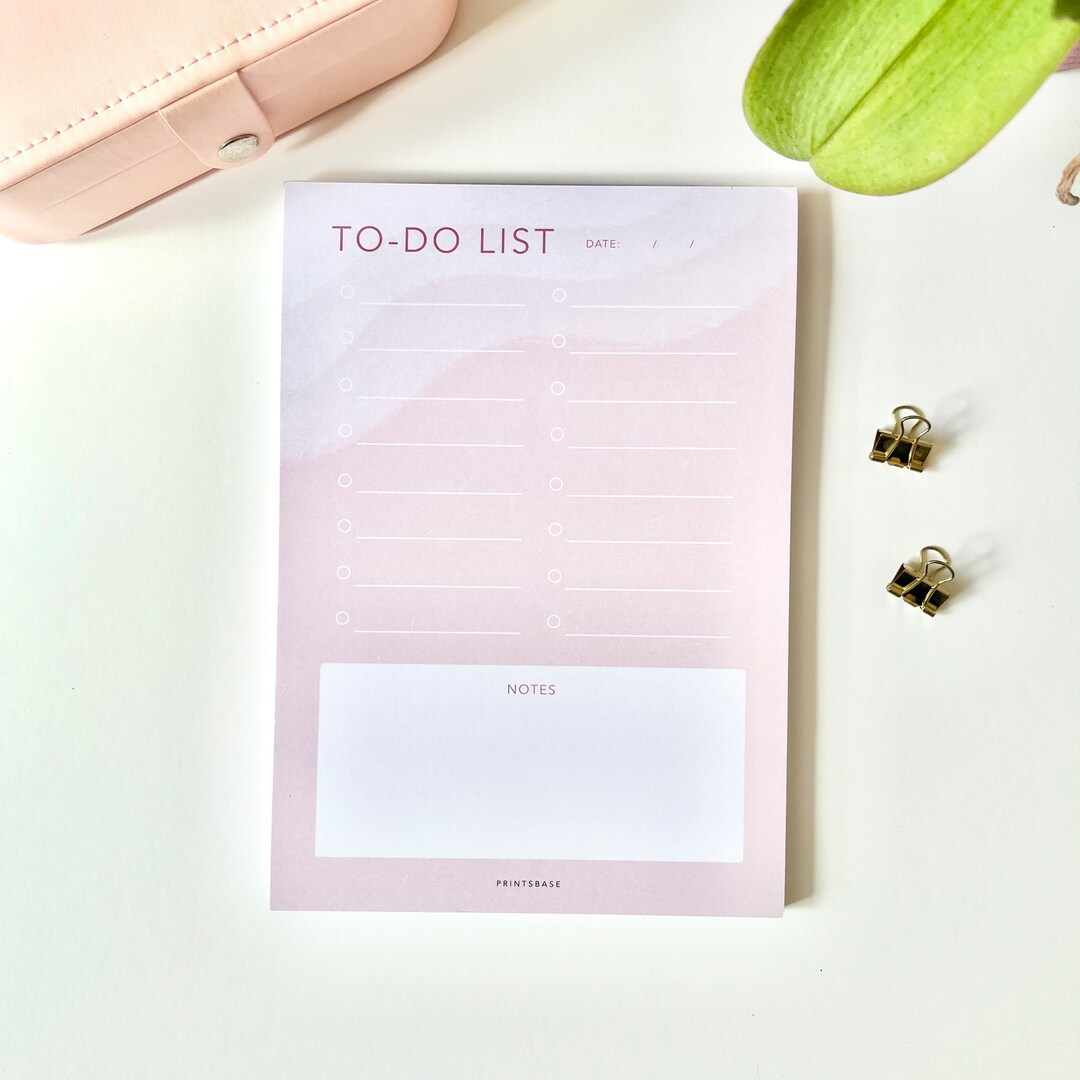 Pink Wave Notepad, Pink Gradient to Do List, Pink Checklist, Daily ...