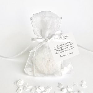 Cadeau de naissance blanc | Bougie chauffe-plat avec confettis dans un sac en organza blanc | Cadeau pour bougie | Souvenir de baby shower | Petite bougie à allumer