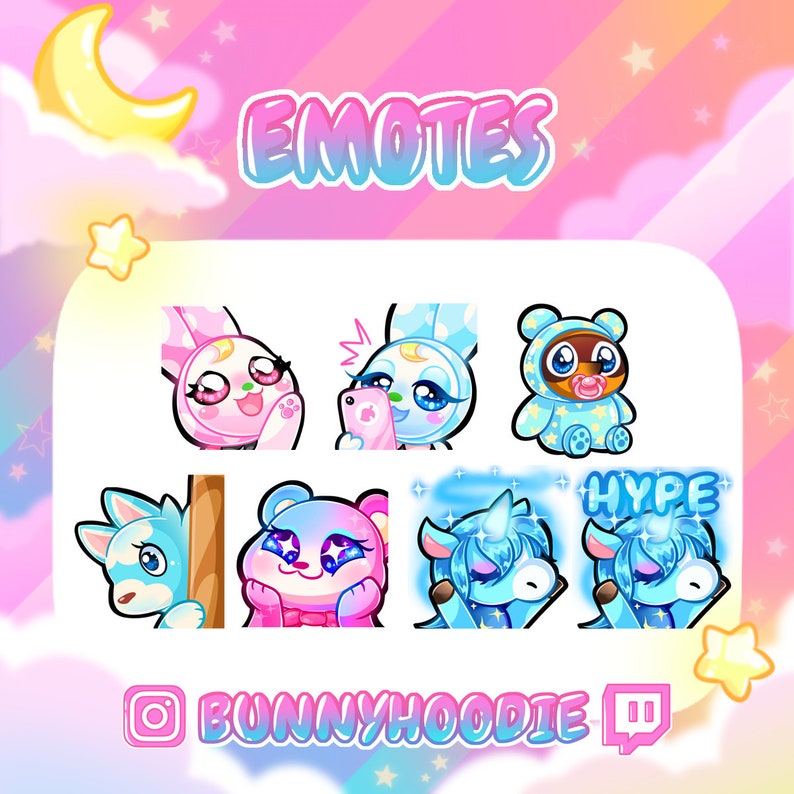 7 Pink & Blue Animal Crossing Emotes Twitch Discord Pastel Cotton Candy