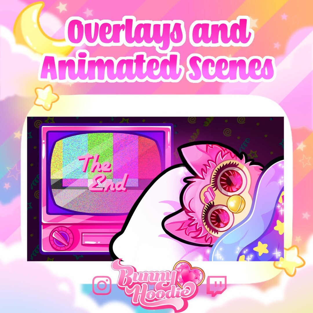 Funimate Overlay Animated Stream Overlays and Scenes - Retro Kawaii Furby Pink 90s ...