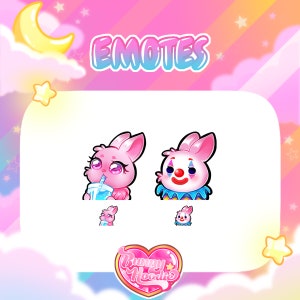 Kawaii Pink Bunny Emotes | Icons / Badges for Twitch/Youtube/Discord Streamers Cute Premade P2U Bundle Pack