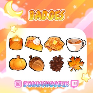 Autumn Sub Badges Twitch - Cozy Warm Fall October November Cute Subscriber & Bit Badges Pack P2U Witchy Magical Aesthetic Halloween Vibes
