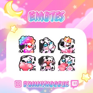 Kawaii Dalmatiner Emotes mit braunen &blauen Augen - Twitch Premade Emote Pack Süßer Hund Welpe P2U für Twitch und Discord