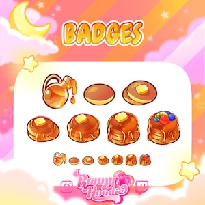 Kawaii Pancake Badges - Twitch-Abonnent Bit Channel-Punkte vorgefertigte P2U-Badge-Pack-Sirupflasche